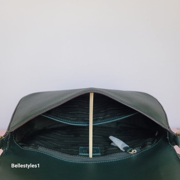 KATE SPADE Hudson Pebbled Leather Medium Flap Convertible Shoulder Bag-Northern⭐ - Picture 14 of 16